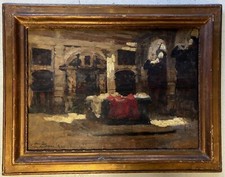 QUADRO DIPINTO OLIO TAVOLA Achille Cattaneo  INTERNO Sacrestia San Marco MILANO