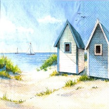 Serviettes en papier océan mer cabane de plage. Paper napkins sea ocan beach hut