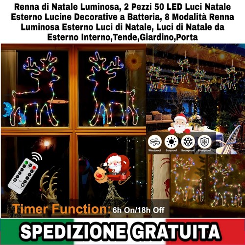 Renna natale luminosa 2pz - di,