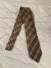 Cravatta uomo Bruno Piattelli colore navy, marrone e panna 100% pura seta fatta a mano NUOVA