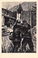 C5503) SANITA', CROCE ROSSA, MEDICO AL POSTO DI SOCCORSO DIETRO LE TRINCEE.