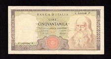 CINQUANTAMILA 50000 LIRE LEONARDO DA VINCI DECRETO 04/02/1974 REPUBBLICA ITALIA