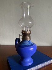 Antique Oil Lamp Blue Ceramic