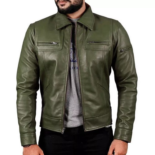 Giacca uomo pelle - , oliva