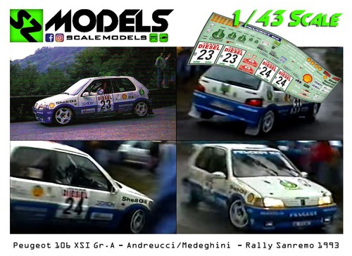 Rally decal set peugeot - 1/43,