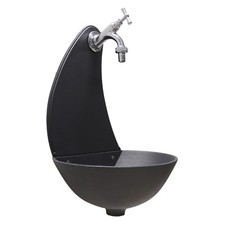 Fontana a muro Luna colore ghisa + rubinetto in ottone cromato per casa giardino