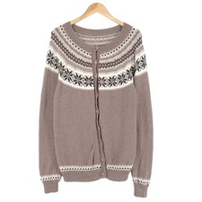 Maglione Cardigan Vintage Nordico Norvegese In Lana Fair Isle Hq1 Taglia S