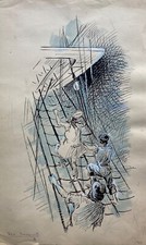 Acquerello Veliero Marinai