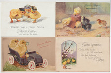 BUONA PASQUA - PULCINI - 4 ANTICHE CARTOLINE AUGURALI - PRIMI '900