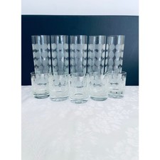 10 bicchieri vintage anni 70 INGRID 5 colpi 5 liquori flauto succo punto modernista tedesco