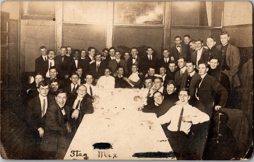 Cartolina epoca rppc uomini - cartolina,