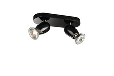 Barra 2 faretti lampada a parete luci da 50W GU10 in acciaio nero Massive Ozzy