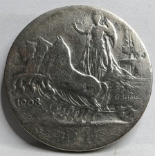ITALIA 1 lira 1908 Roma fine