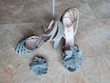 Latika sandalo donna in camoscio grigio/verde