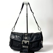 Borsa a tracolla PRADA Y2K anni 00 pelle nera nylon borsa vintage anni 00 usata