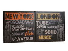 IKEA PJATTERYD Set di 2 città: Londra e New York 10x10 Wall Art Stampa su tela