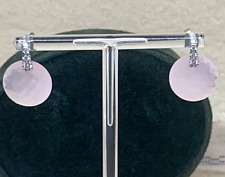 ORECCHINI A PASTIGLIA IN QUARZO ROSA SFACCETTATO E ARGENTO 925 CON ZIRCONI