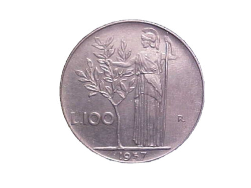 1957 italy 100 lire 96 - 100,