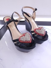 Love Moschino zeppe nere con cuore rosso taglia UK 7