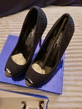 Scarpe donna tacco alto 14 décolleté con strass nero taglia 38