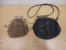 2 Piccole Borse A Spalla In Pelle 15x15+21x17,5 50S 60S Vintage