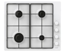 Candy CHW6LWW Piano Cottura Gas 4 Fornelli da Incasso 60 cm Bianco Acciaio Inox