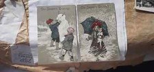 2 Antique postcards Christmas Greeting Snow bear 1904 Castley Southport Denham