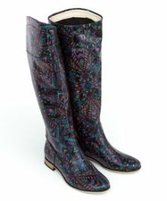 Stivali alti donna Zapato colorati neri geometrici taglia EUR 37 indiani nuovi senza scatola