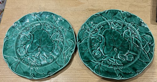 Victorian green majolica - 2x,
