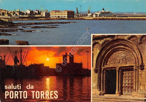 Cartolina porto torres vedute - porto,