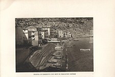 SORRENTO veduta della marina con reti da pesca Napoli Fotografia vintage 1929