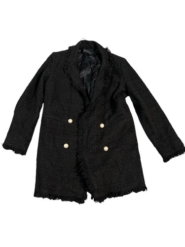 Zara black coat - coat, frayed