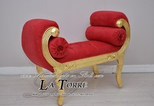 Dormeuse divano panca cinese panchetta tessuto velluto rosso AR079