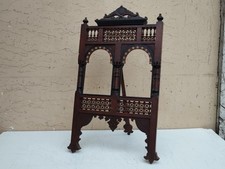 ANTICO XIX secolo CAVALLETTO PORTAFOTO IN LEGNO DECORATIVO IN STILE MORESCO