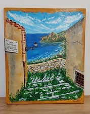 Quadro Dipinto mano, Mare, Spiaggia, Sicilia, Erice.
