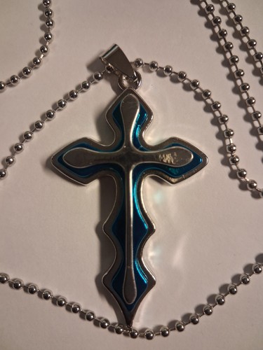 Collana con ciondolo croce - , blu