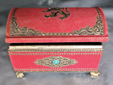 Scatola vintage rossa in ferro - Portagioie a bauletto