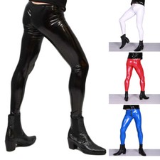 Men PU Slim Pants Pencil