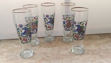 Set 5 Grandi Bicchieri Birra Pittoreschi Made In Germany Vintage 