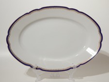 ANTICO VASSOIO PIATTO OVALE PORCELLANA BIANCA BLU E ORO EDELSTEIN BAVARIA #