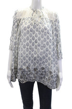 Top donna Roberta Roller Rabbit cotone manica lunga scollo a V bianco taglia S