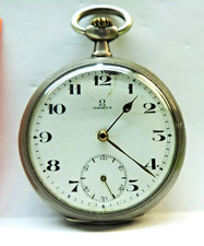 OROLOGIO DA TASCA  UOMO OMEGA ARGENTO  (GR. 76,6) ANTICO FUNZIONANTE ALTO VALORE