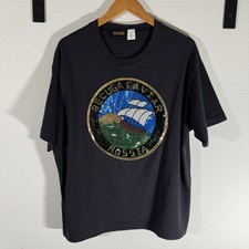 T-shirt vintage Beluga Caviar Russia paillettes media made in USA