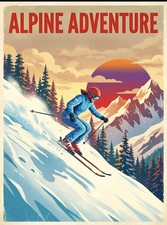 poster sci vintage nelle Alpi