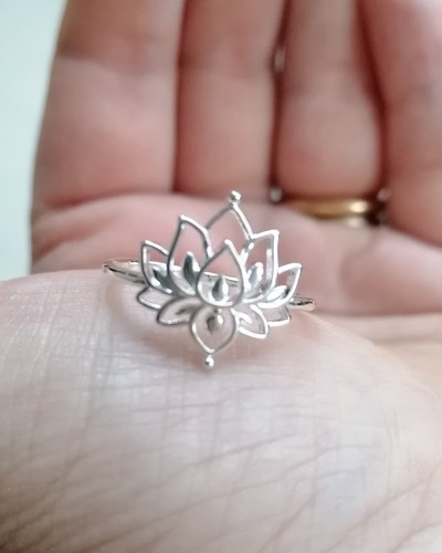 Anello acciaio fiore loto - fiore,