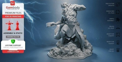 Statua scultura resina thor - in,