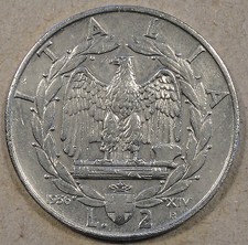 Italy 1936-R 2 Lire Mid-Better