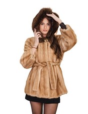 Giacca in visone beige con