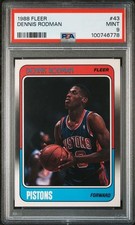 1988-89 Fleer Dennis Rodman Rookie RC #43 PSA 9 HOF Detroit Pistons pallacanestro