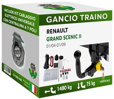 Gancio Verticale Estraibile Renault GRAND SCENIC II MONOVOL 04-09 Centralina 7P